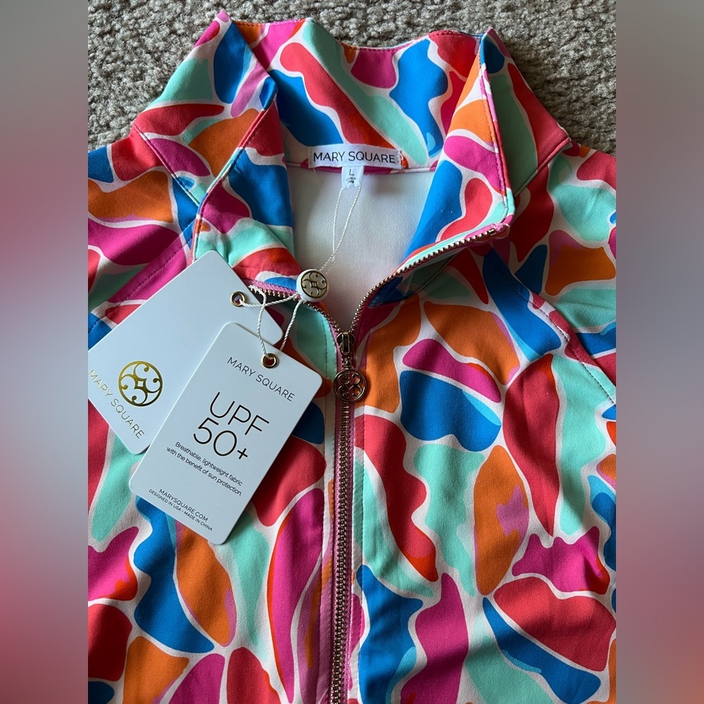 NWT Mary Square Half Zip  UPF 50+Saratoga Cool Waters Blue Athleisure Golf Top L - Picture 7 of 9